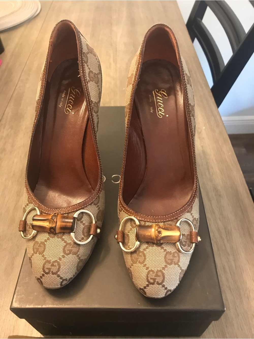 Gucci Beige/Brown GG Canvas Horsebit Heel Pumps - Picture 9 of 16